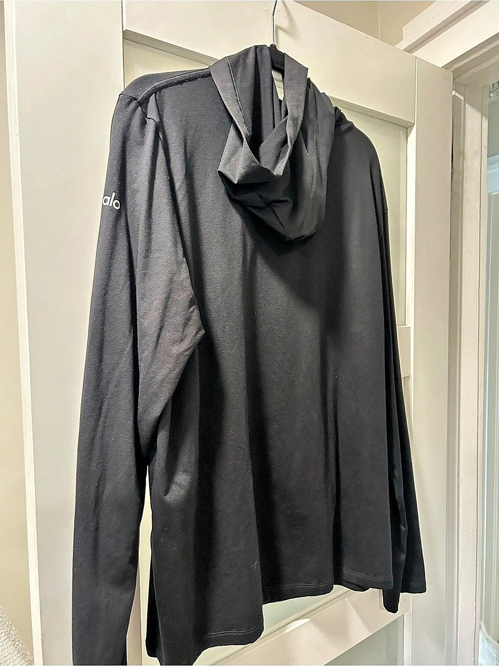 alo Black Hooded Long Sleeve Top Like New